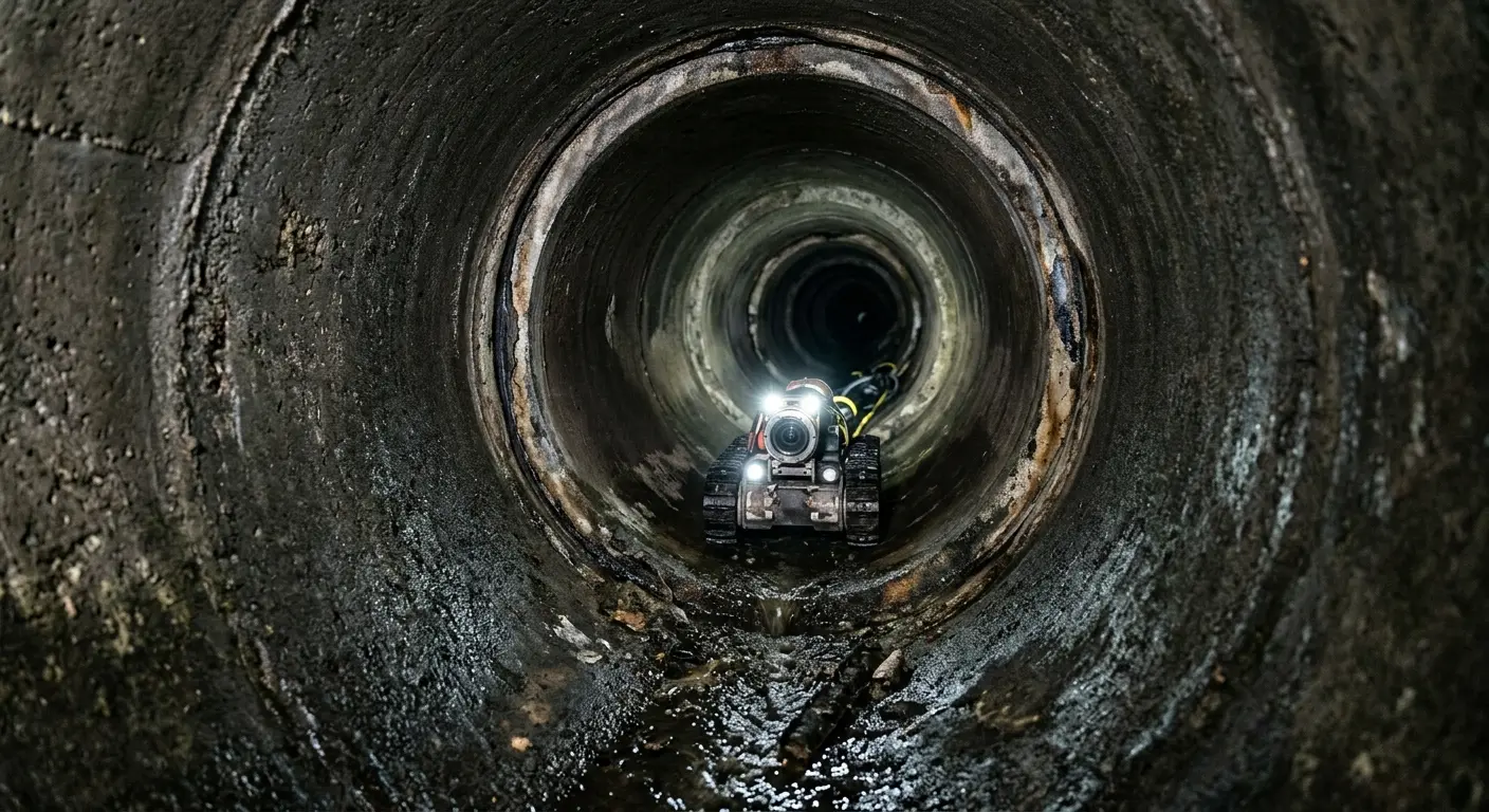 Robotic sewer camera inspecting pipe interior for Drain Snake Service in Prineville